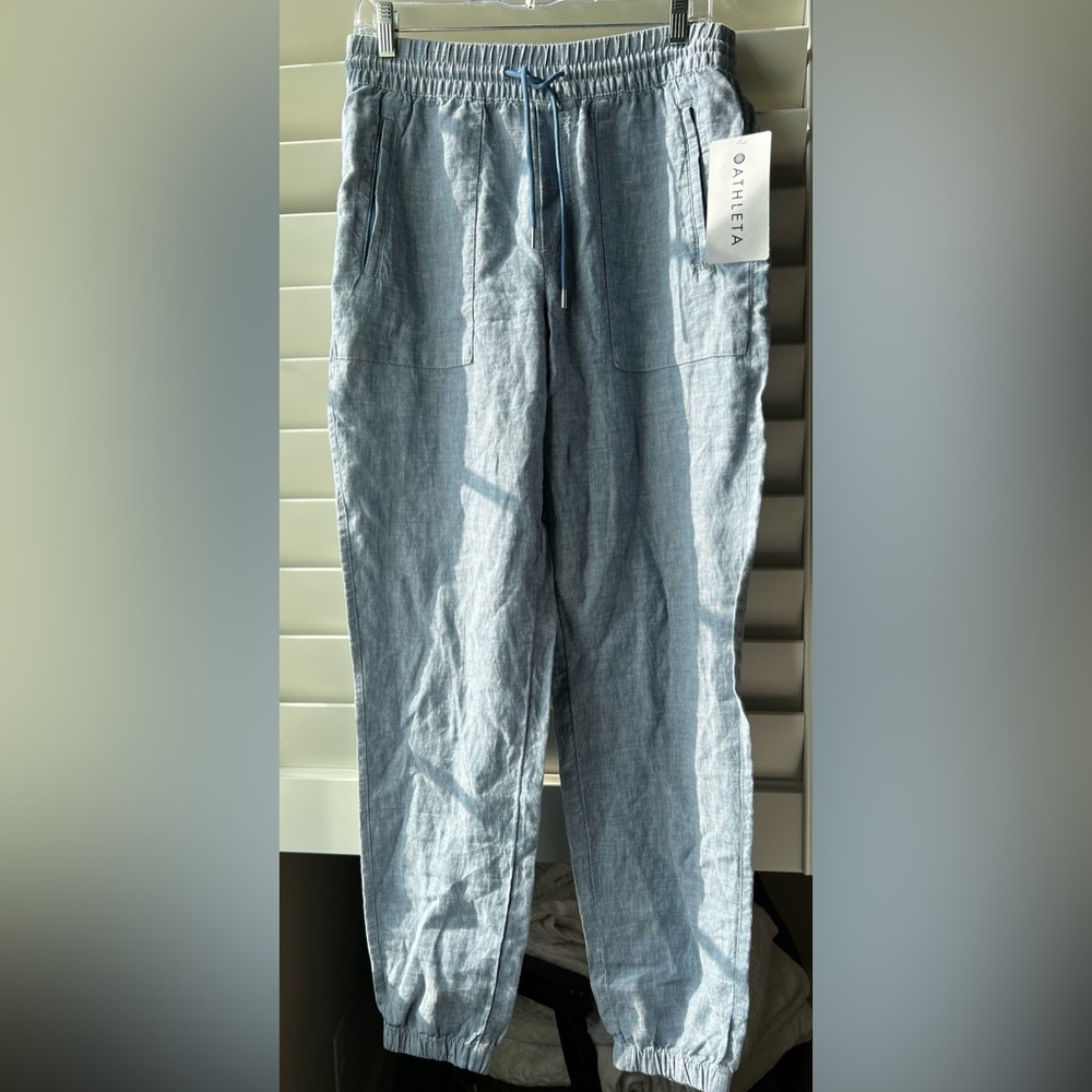 Athleta - Retreat Linen Pant - NWT - 6/T Blue